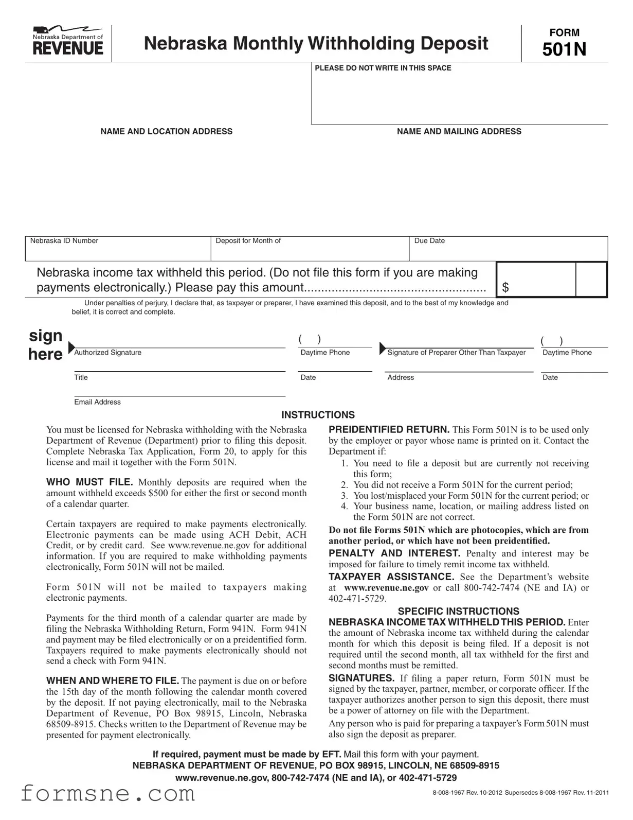 Free 501N Template in PDF