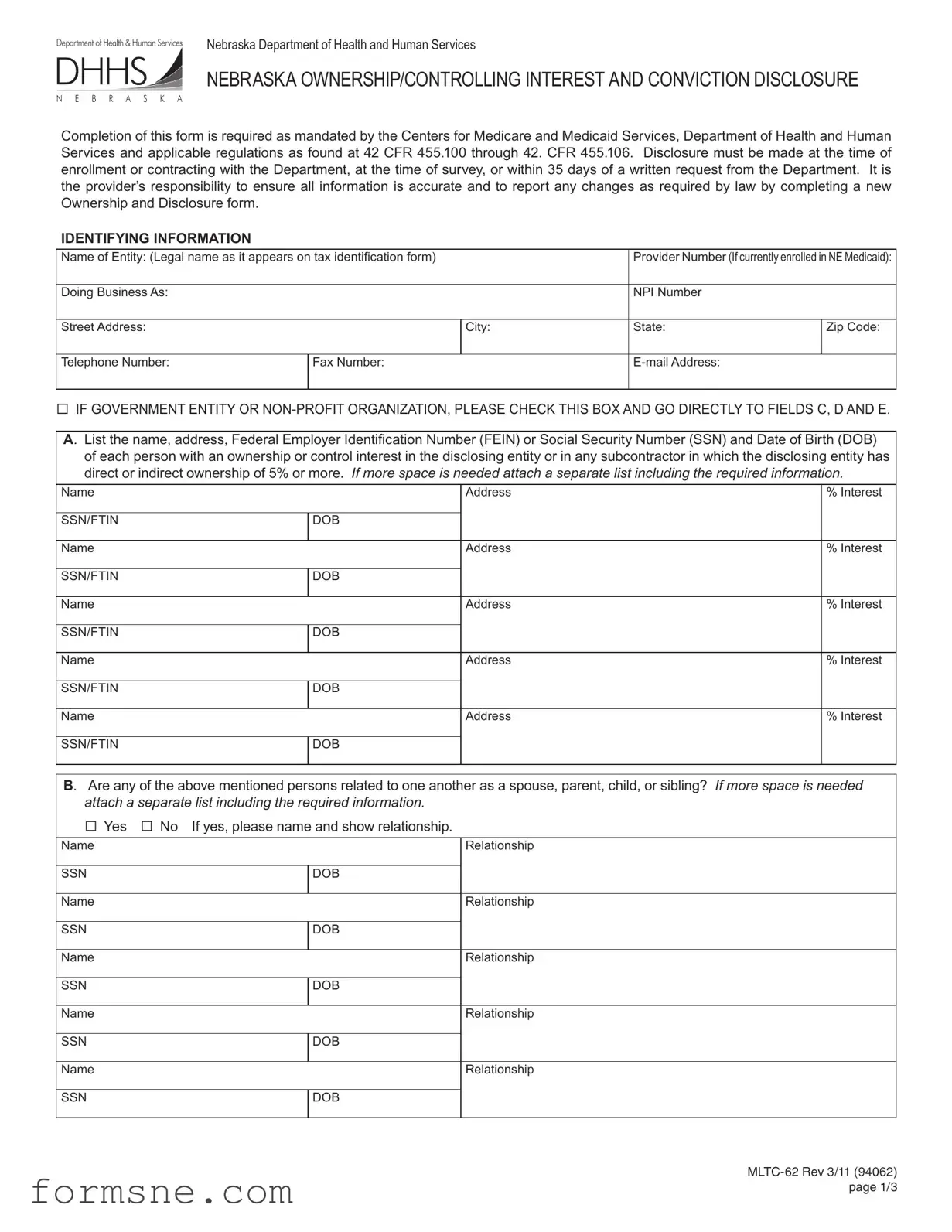 Free Mltc 62 Nebraska Template in PDF
