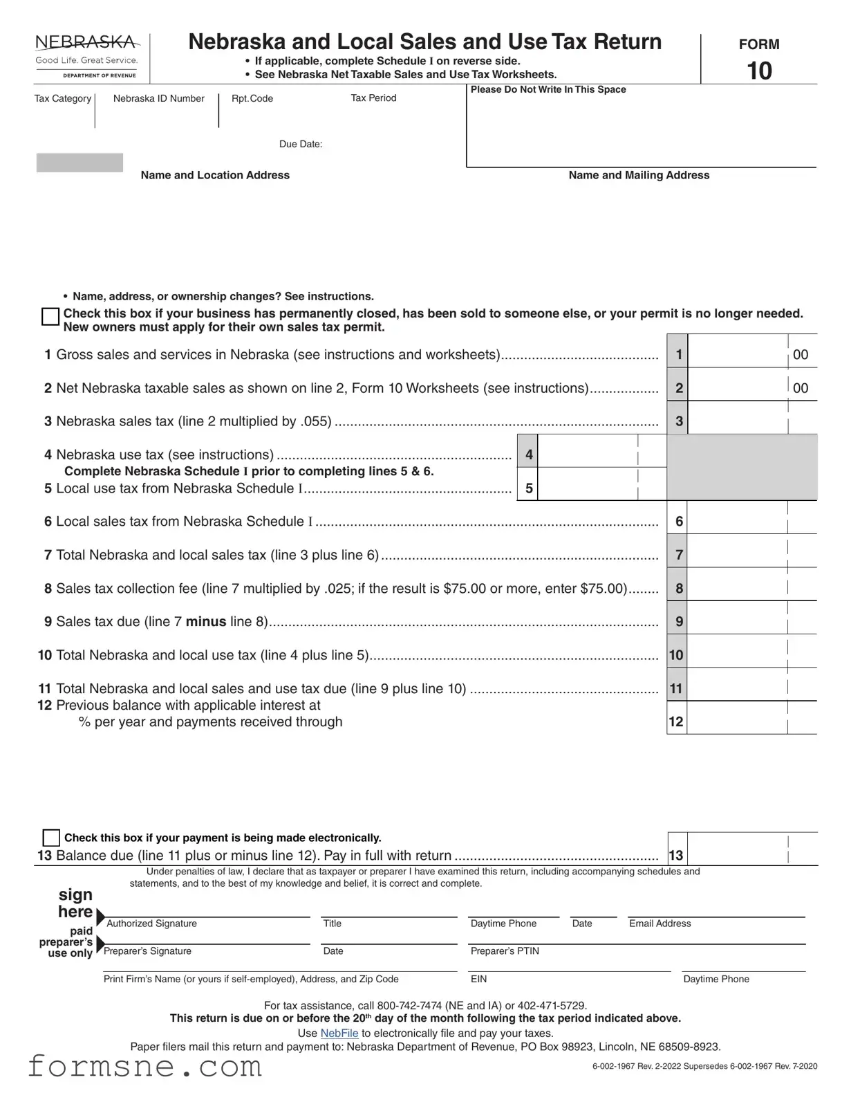Free Nebraska 10 Template in PDF
