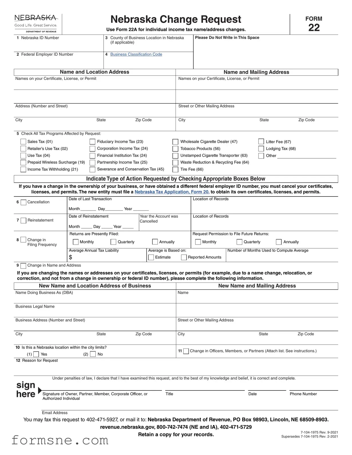 Free Nebraska 22 Template in PDF