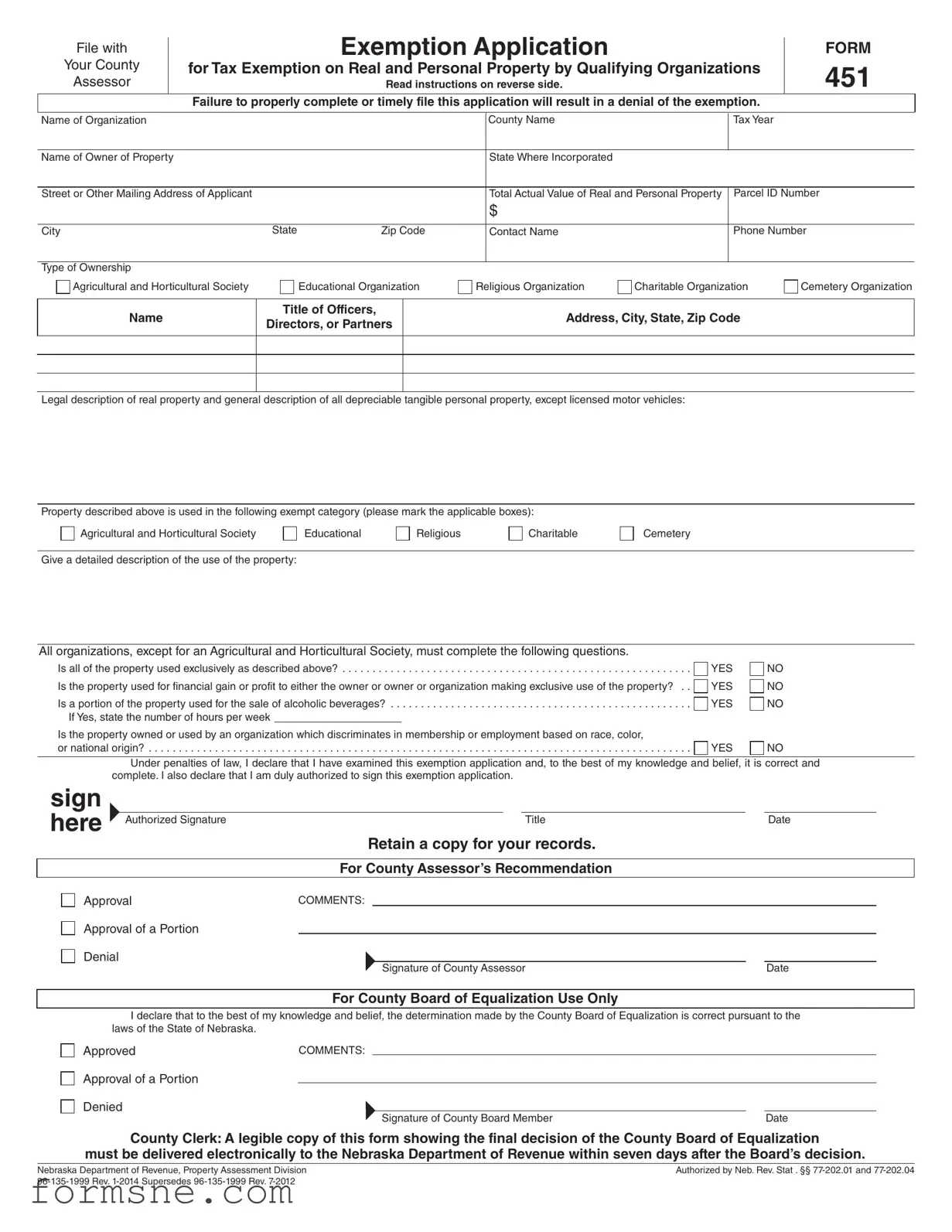 Free Nebraska 451 Template in PDF