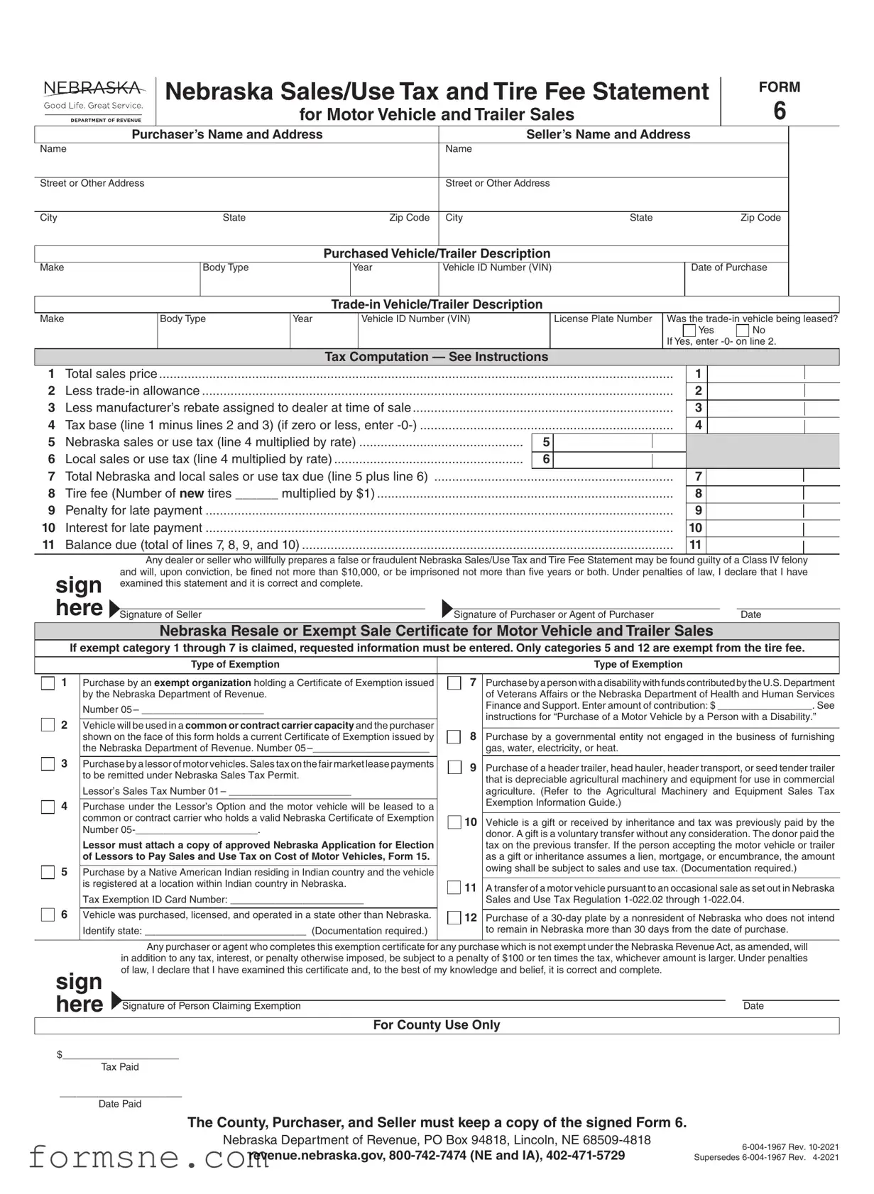 Free Nebraska 6 Template in PDF