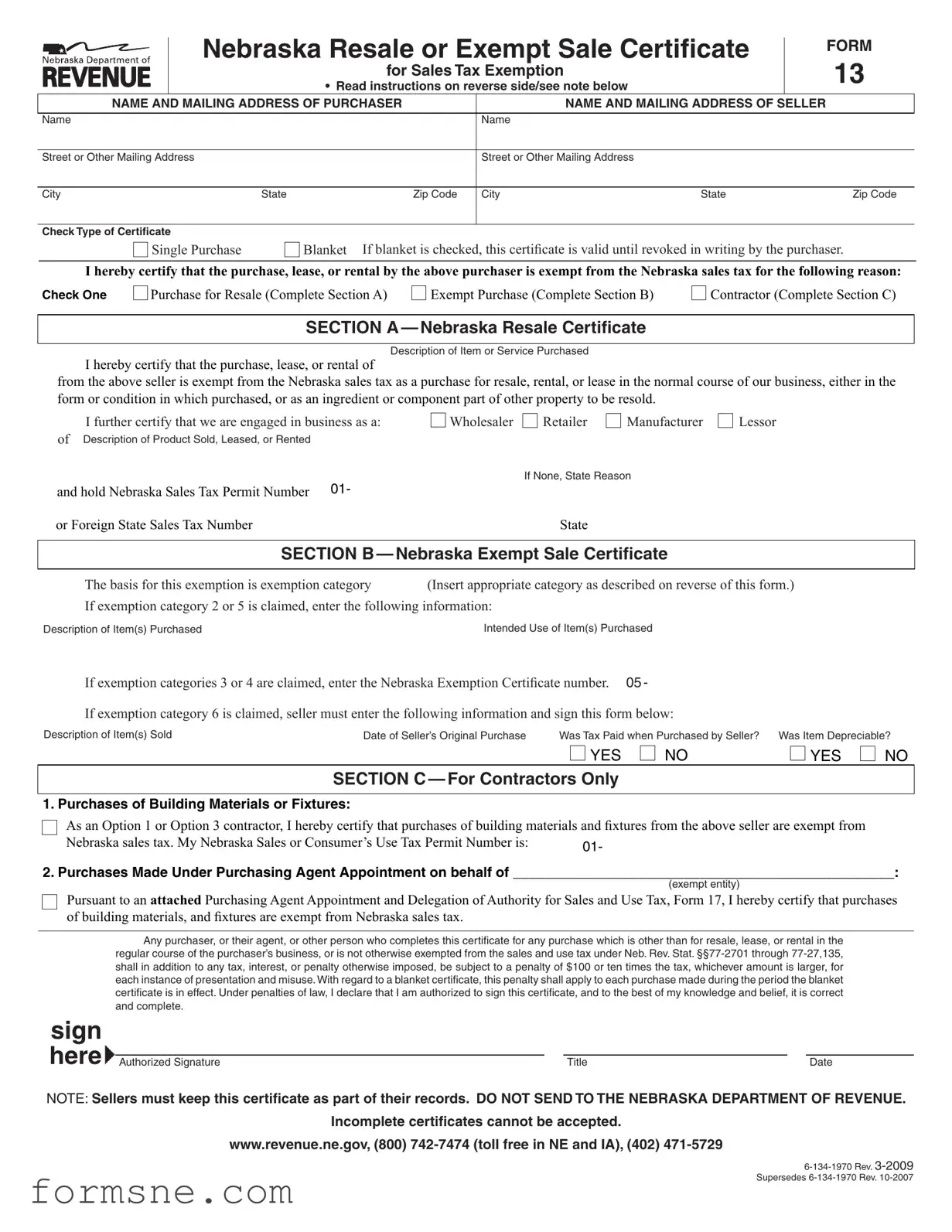 Free Nebraska Sales Tax Template in PDF