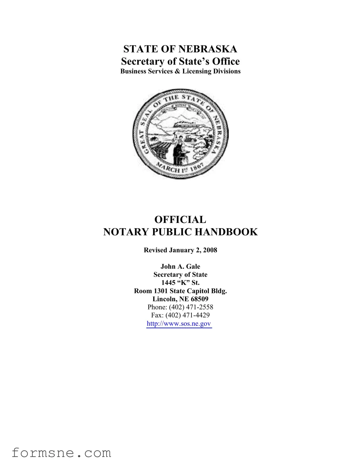 Free Notary Handbook Nebraska Template in PDF