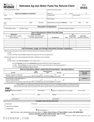 Free 84Ag Nebraska Template in PDF