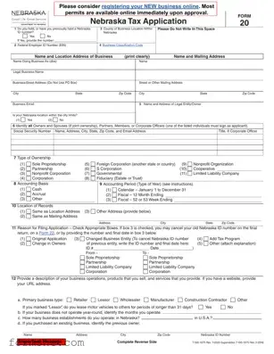 Free Nebraska 20 Template in PDF