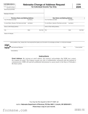 Free Nebraska 22A Template in PDF