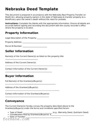 Printable  Deed Form for Nebraska