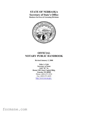 Free Notary Handbook Nebraska Template in PDF